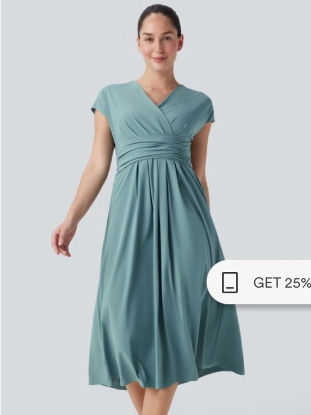 HALARA Teal V-Neck Dress